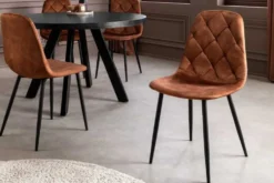 Stilvolles 2er-Set Stühle GLAMM braun Samt schwarze Metallbeine