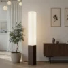 Stilvolle Stehlampe PARIS CLASSIC 160cm weißer Stoffschirm dunkelbrauner Fuß