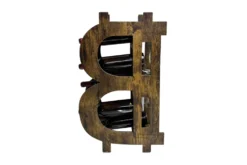 Stilvolles Weinregal BITCOIN 70cm natur Holzregal für 10 Flaschen und 4 Gläser