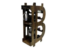 Stilvolles Weinregal BITCOIN 70cm natur Holzregal für 10 Flaschen und 4 Gläser
