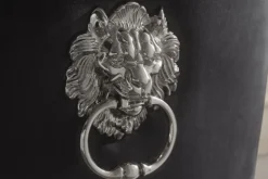 Stuhl MODERN BAROCK DELUXE schwarz Samt silber Edelstahlbeine mit Löwenkopf