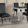 Stuhl MODERN BAROCK DELUXE schwarz Samt mit silbernen Edelstahlbeinen