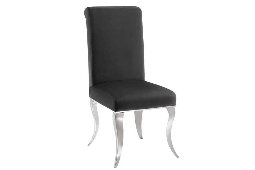 Stuhl MODERN BAROCK DELUXE schwarz Samt mit silbernen Edelstahlbeinen