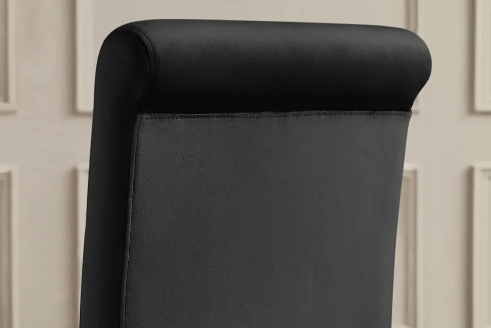Stuhl MODERN BAROCK DELUXE schwarz Samt mit goldenen Edelstahlbeinen