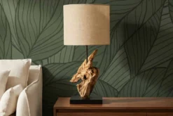 Treibholz Tischlampe HYPNOTIC 60cm natur Leinen-Schirm