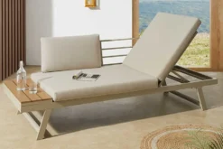 Verstellbare Gartenlounge MODULAR MIAMI 230cm champagner greige Gartensofa oder Gartenliege