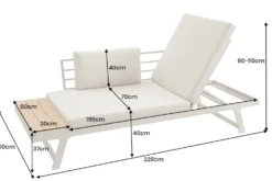 Verstellbare Gartenlounge MODULAR MIAMI 230cm champagner greige Gartensofa oder Gartenliege