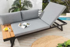 Verstellbare Gartenlounge MODULAR MIAMI 230cm grau natur anthrazit Gartensofa oder Gartenliege