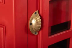 Vintage Barschrank TELEPHONE 200cm rot Mangoholz massiv englische Telefonzelle Vitrine