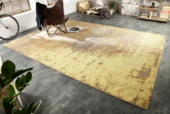 Vintage Baumwoll-Teppich MODERN ART XXL 350x240cm rostbraun verwaschen Used Look