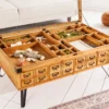 Vintage Couchtisch SEVEN SEAS 100cm natur Pinie Massivholz Glas Hairpin Legs mit Stauraum