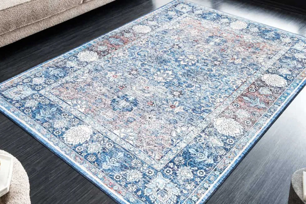Vintage Teppich HERITAGE 230x160cm blau beige rot Flachgewebe Muster