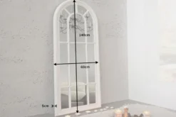 Vintage Wandspiegel CASTILLO 140cm weiß creme Rundbogen Shabby Chic Design Landhausstil