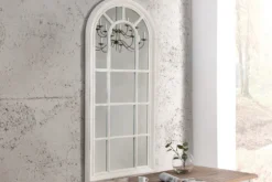 Vintage Wandspiegel CASTILLO 140cm weiß creme Rundbogen Shabby Chic Design Landhausstil