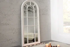 Vintage Wandspiegel CASTILLO 140cm weiß creme Rundbogen Shabby Chic Design Landhausstil