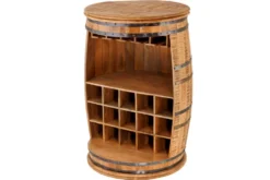 Vintage Weinregal BODEGA 90cm natur Mangoholz Barschrank Fass für 15 Flaschen