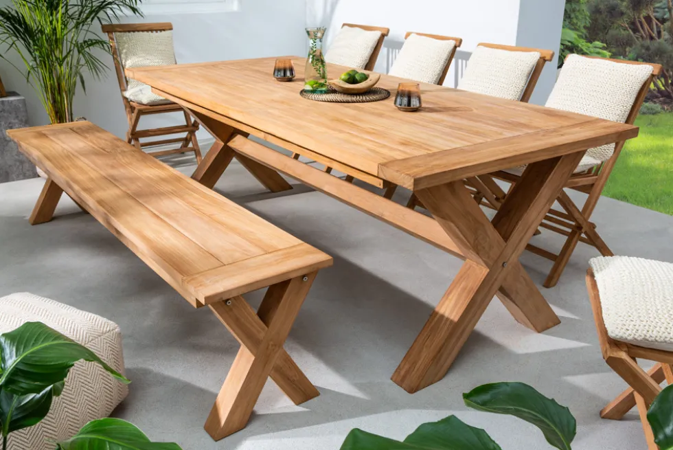 Wetterfester Gartentisch EMPIRE TEAK 220cm Teak Massivholz Outdoor Esstisch