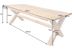 Wetterfester Gartentisch EMPIRE TEAK 220cm Teak Massivholz Outdoor Esstisch