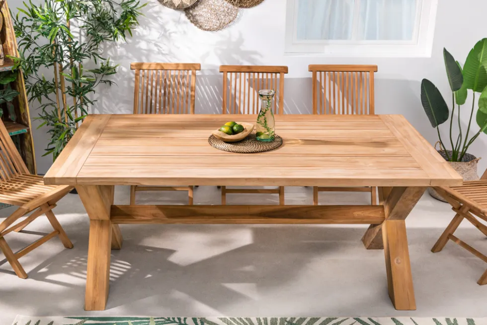 Wetterfester Gartentisch EMPIRE TEAK 180cm Teak Massivholz Outdoor Esstisch