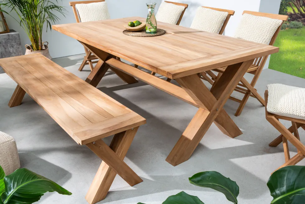 Wetterfester Gartentisch EMPIRE TEAK 180cm Teak Massivholz Outdoor Esstisch