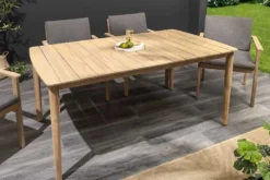 Wetterfester Gartentisch KOPENHAGEN 160cm natur Akazie Massivholz Bootsform Outdoor
