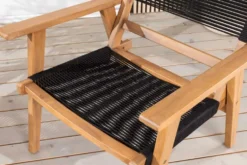 Wetterfestes 2er Set Gartenstuhl BALI ROPE natur anthrazit Akazienholz Loungesessel