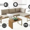 Wetterfestes Gartenmöbel Set IBIZA MODULAR LOUNGE 250cm champagner greige Aluminium