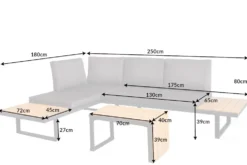 Wetterfestes Gartenmöbel Set IBIZA MODULAR LOUNGE 250cm champagner greige Aluminium