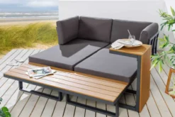 Wetterfestes Gartenmöbel Set IBIZA MODULAR LOUNGE 250cm champagner greige Aluminium