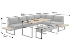 Wetterfestes Gartenmöbel Set IBIZA GRAND 280cm anthrazit Aluminium inkl. Sitzpolster