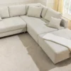 Wohnlandschaft KENT 220cm beige Strukturstoff Ecksofa Federkern inkl. Hocker