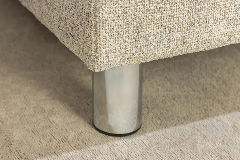 Wohnlandschaft KENT 220cm beige Strukturstoff Ecksofa Federkern inkl. Hocker