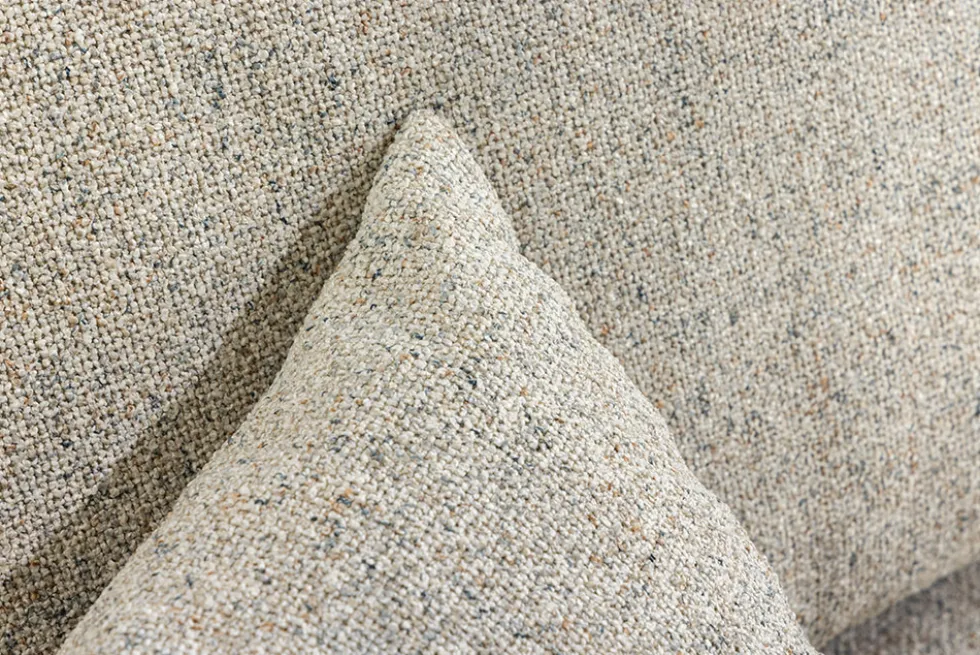 Wohnlandschaft KENT 220cm beige Strukturstoff Ecksofa Federkern inkl. Hocker