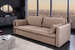 XXL Sofa mit Schlaffunktion APARTMENT taupe Cord inkl. Bettkasten und Kissen