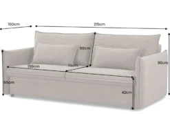 XXL Sofa mit Schlaffunktion APARTMENT grau Cord inkl. Bettkasten und Kissen