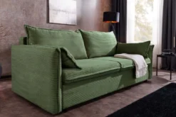 XXL Sofa mit Schlaffunktion APARTMENT grün Cord inkl. Bettkasten und Kissen