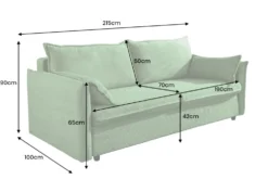 XXL Sofa mit Schlaffunktion APARTMENT grün Cord inkl. Bettkasten und Kissen