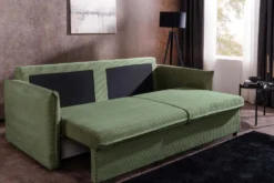 XXL Sofa mit Schlaffunktion APARTMENT grün Cord inkl. Bettkasten und Kissen