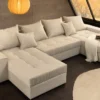 XXL Wohnlandschaft LODGE 315cm champagner beige Cord Sofa mit Schlaffunktion