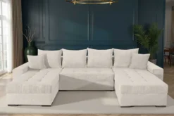 XXL Wohnlandschaft LODGE 315cm champagner beige Cord Sofa mit Schlaffunktion