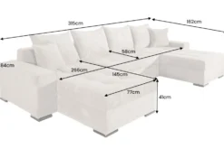 XXL Wohnlandschaft LODGE 315cm champagner beige Cord Sofa mit Schlaffunktion